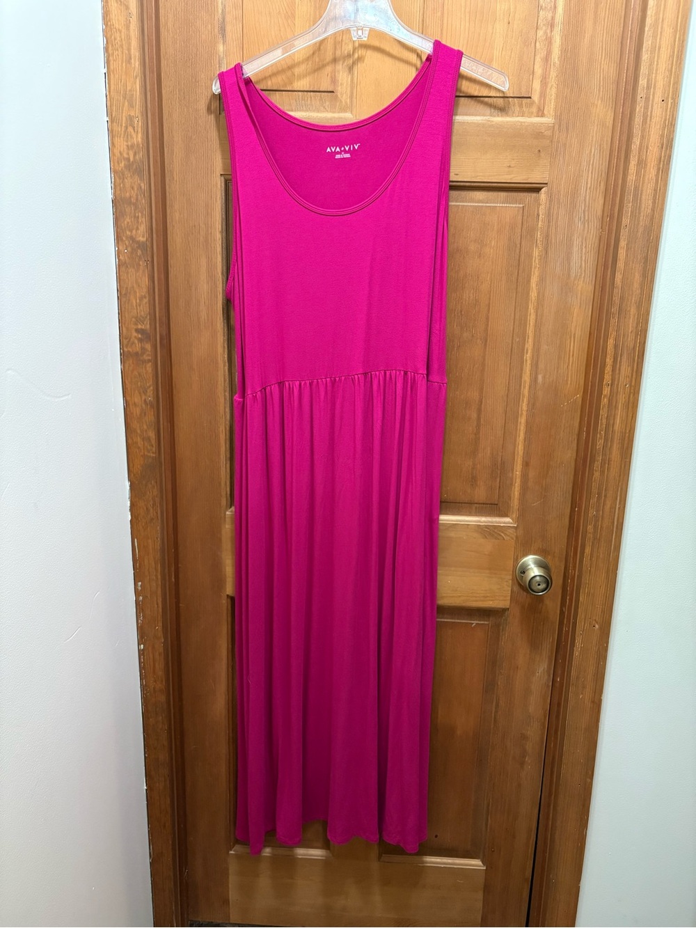 AVA + VIV Sleeveless Maxi Dress in Bright Fuchsia 3X